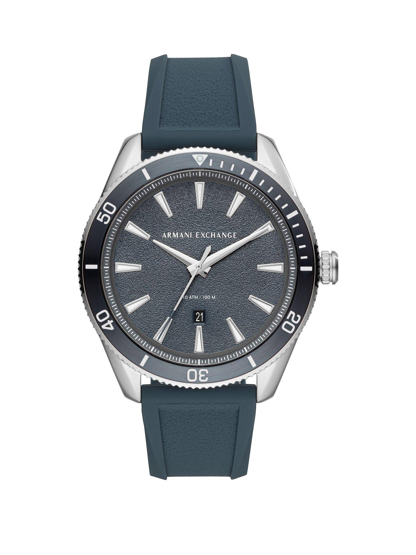 armani exchange blue dial watch