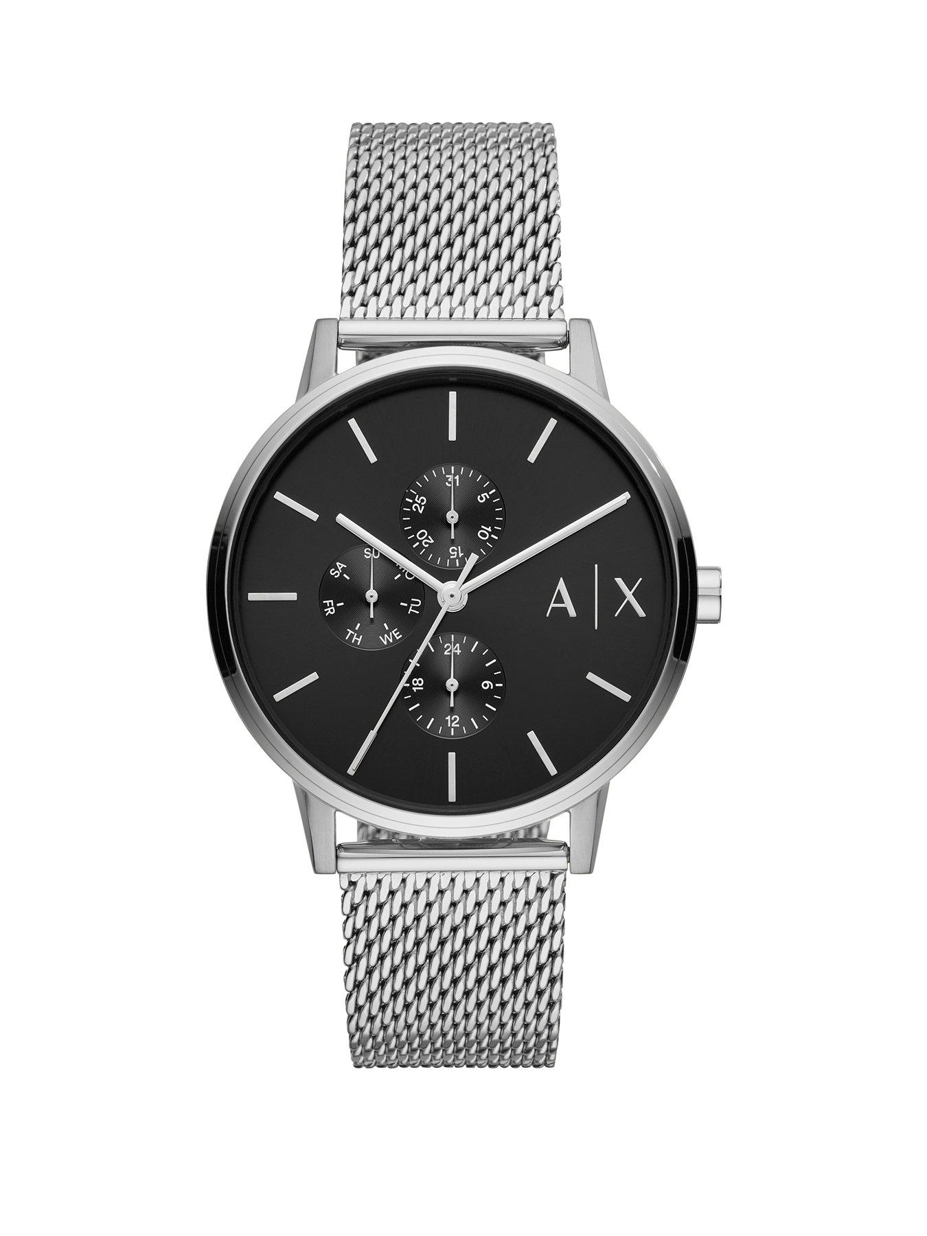 armani exchange black stainless steel watch