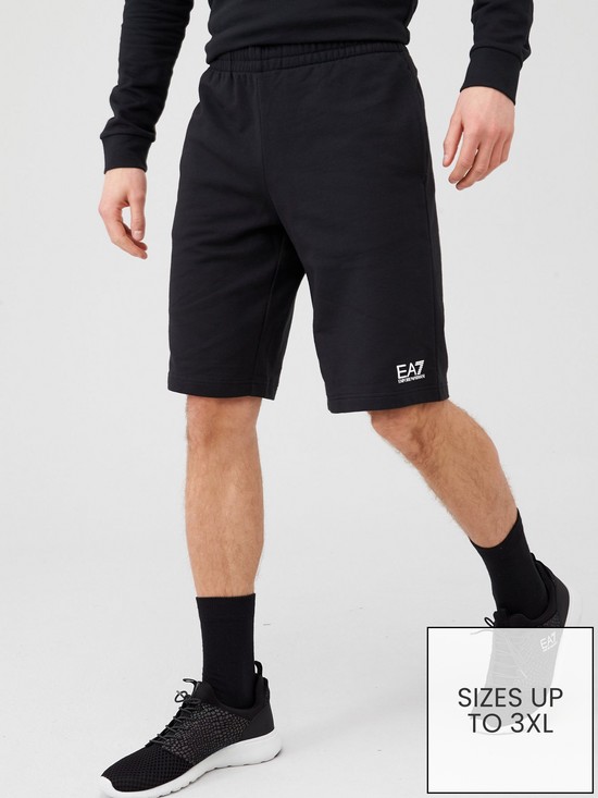 front image of ea7-emporio-armani-core-id-logo-jersey-shorts-black