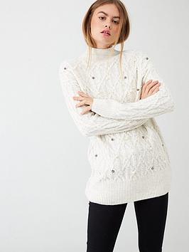 River Island River Island River Island Embellished Cable Knit Tunic  ... Picture