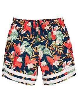 Illusive London Illusive London Boys Floral Logo Swim Shorts - Multi Picture