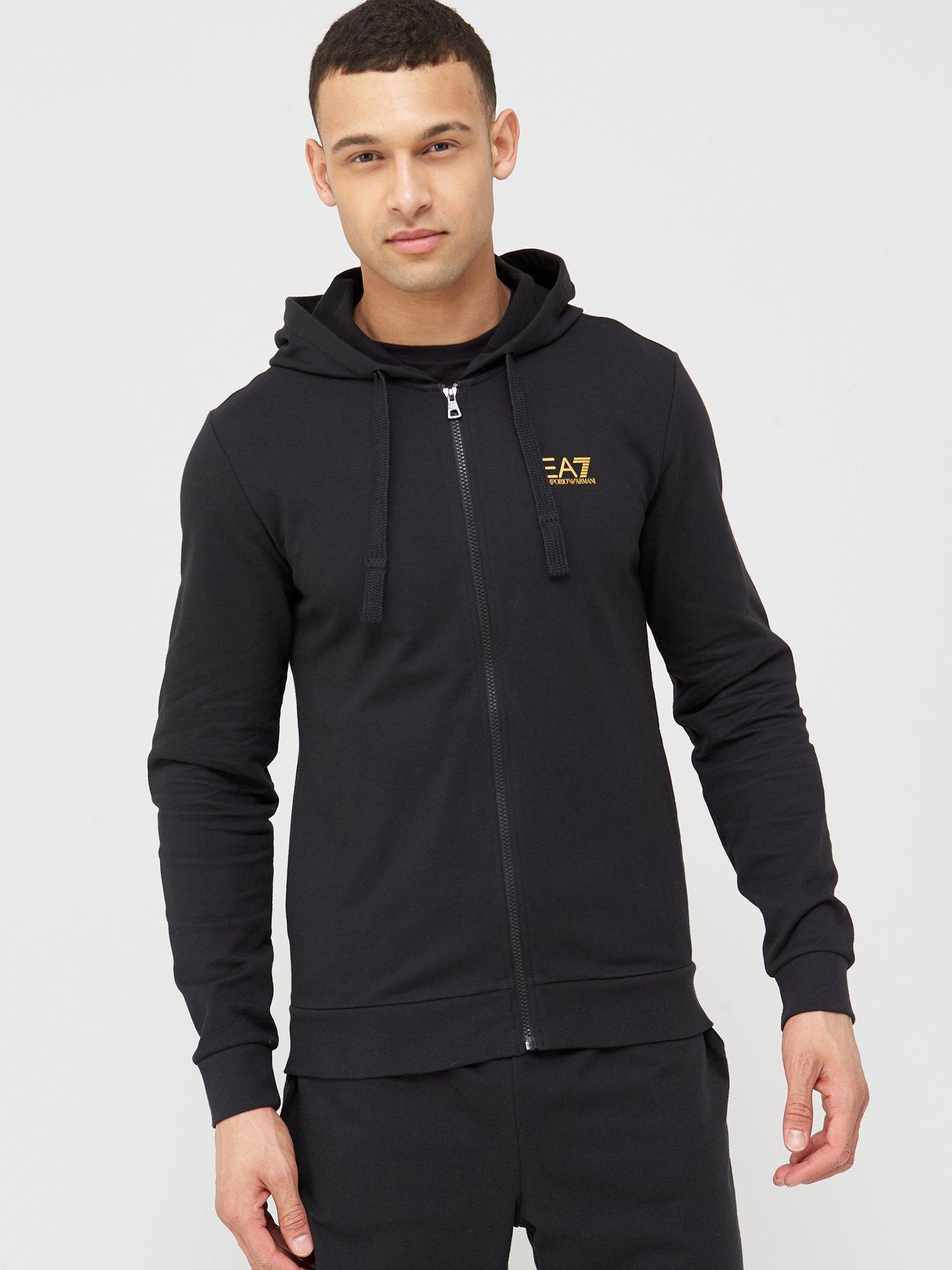 ea7 black and gold tracksuit