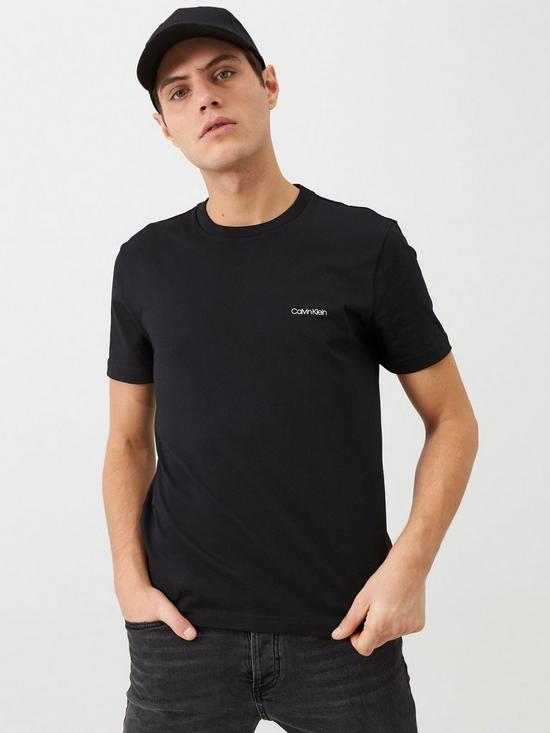 front image of calvin-klein-chest-logo-t-shirt-black
