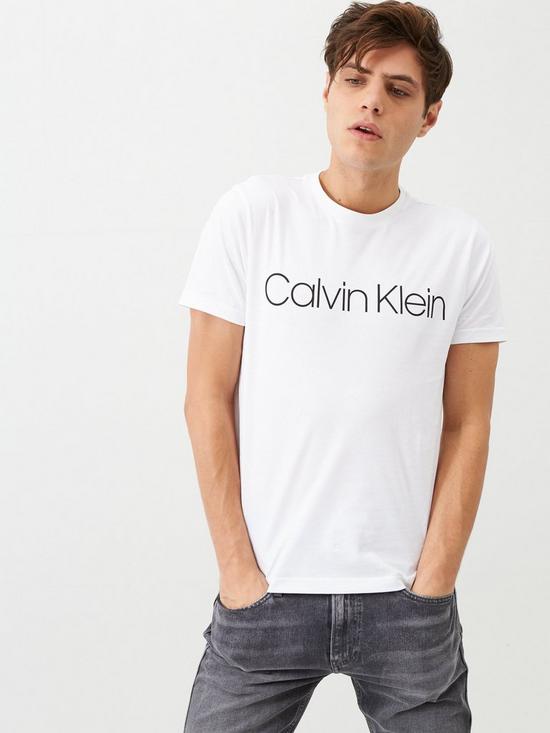 front image of calvin-klein-front-logo-t-shirt-white