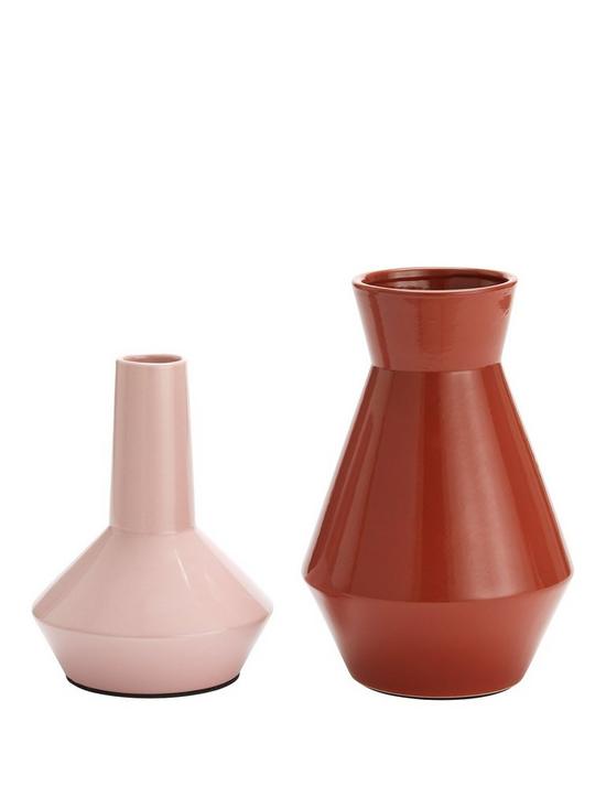 front image of set-of-2-feature-vases-ndash-mauve-and-burnt-orange