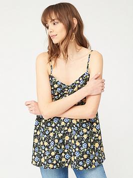V by Very V By Very Ruched Front Cami - Black Floral Picture