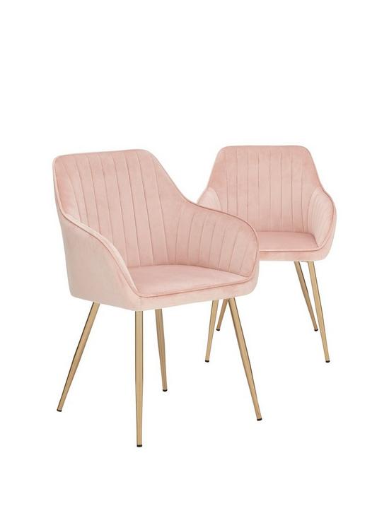 front image of pair-of-alisha-brass-legged-dining-chairs-pink