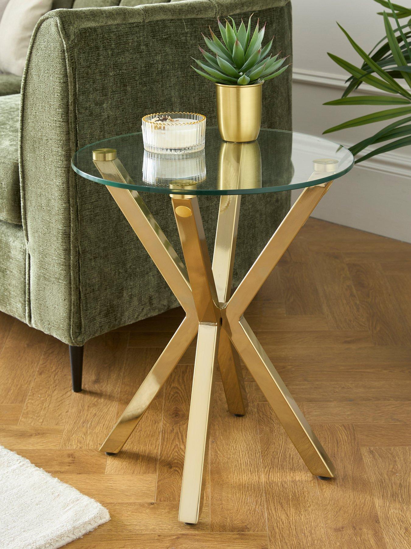 The Very Collection Chopstick Glass and Brass Lamp Table