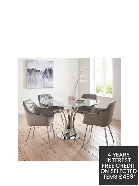 very-home-alice-glass-top-dining-table-4-alisha-chairs-chromegrey
