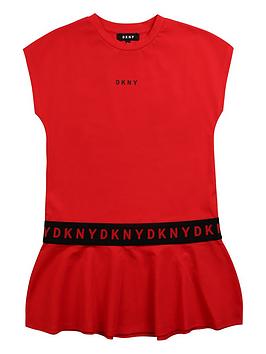 DKNY Dkny Girls Logo Peplum Jersey Dress - Red Picture