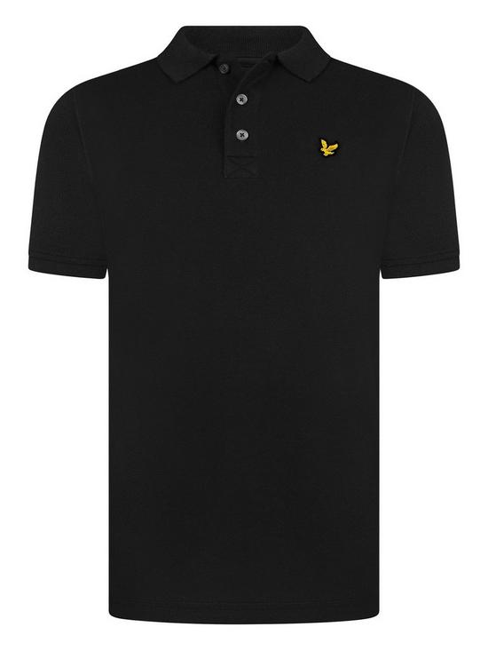 front image of lyle-scott-boys-classic-short-sleeve-polo-shirt-black
