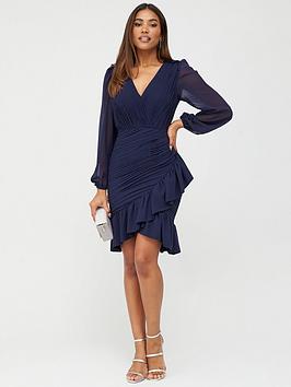 V by Very V By Very Ruched Mini Dress - Navy Picture