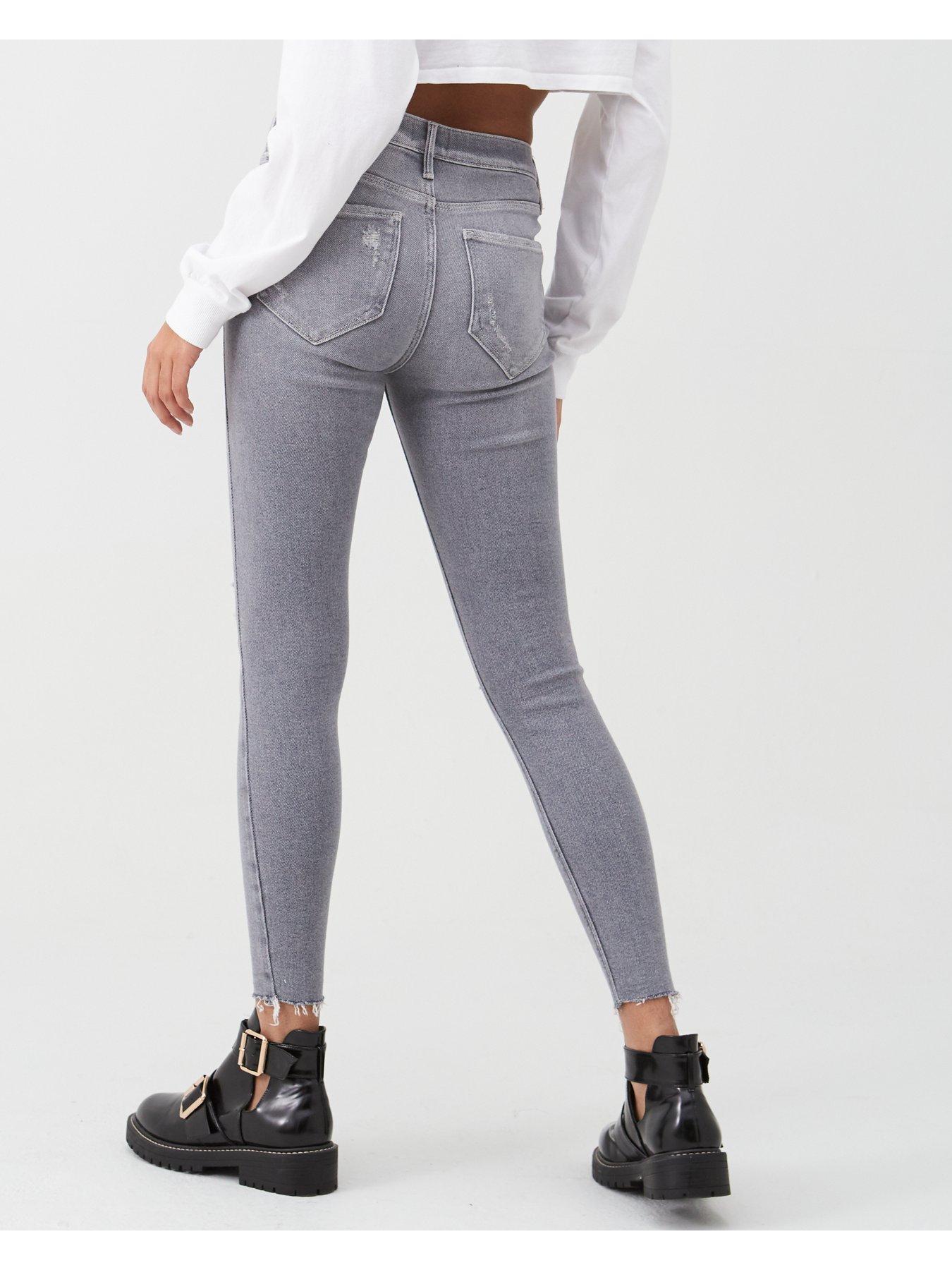 grey ripped jeggings