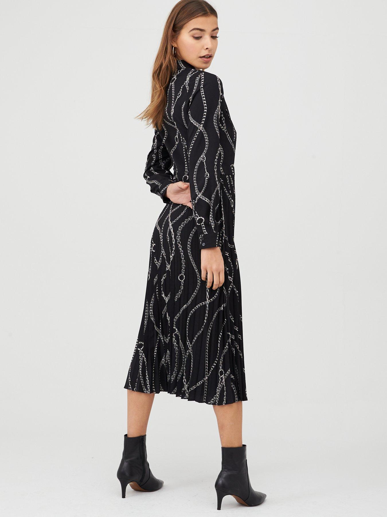 warehouse pleated midi shirt dress