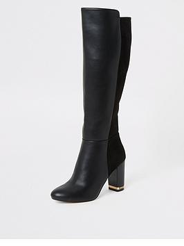 River Island River Island River Island Knee High Heeled Boots - Black Picture