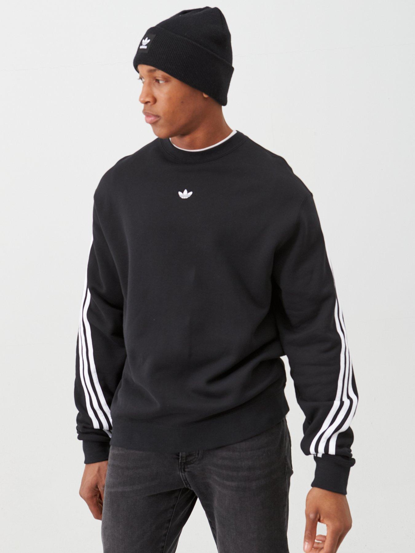 adidas originals black three stripe high neck sweatshirt