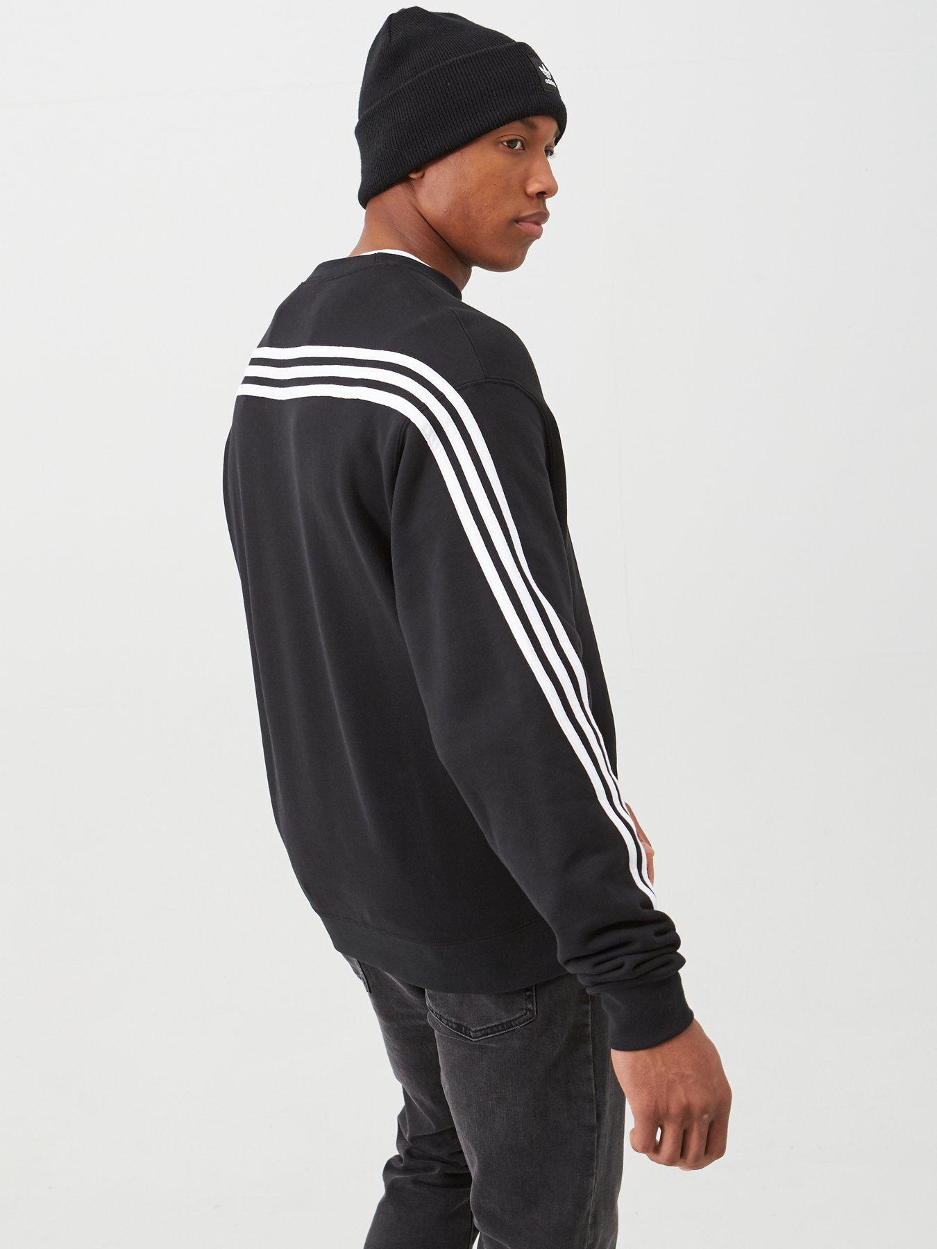 adidas originals black three stripe high neck sweatshirt