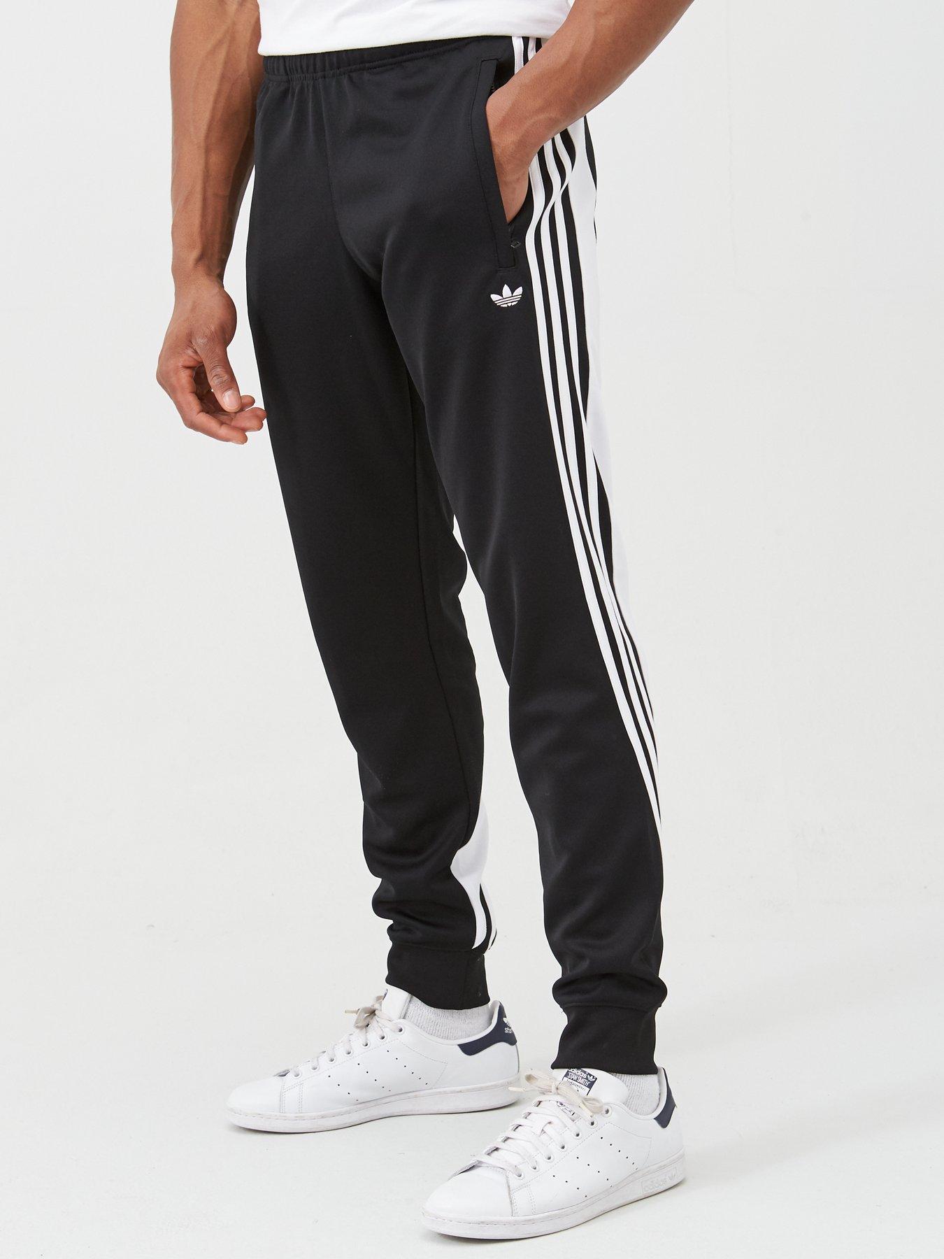 adidas 3 stripe black track pants