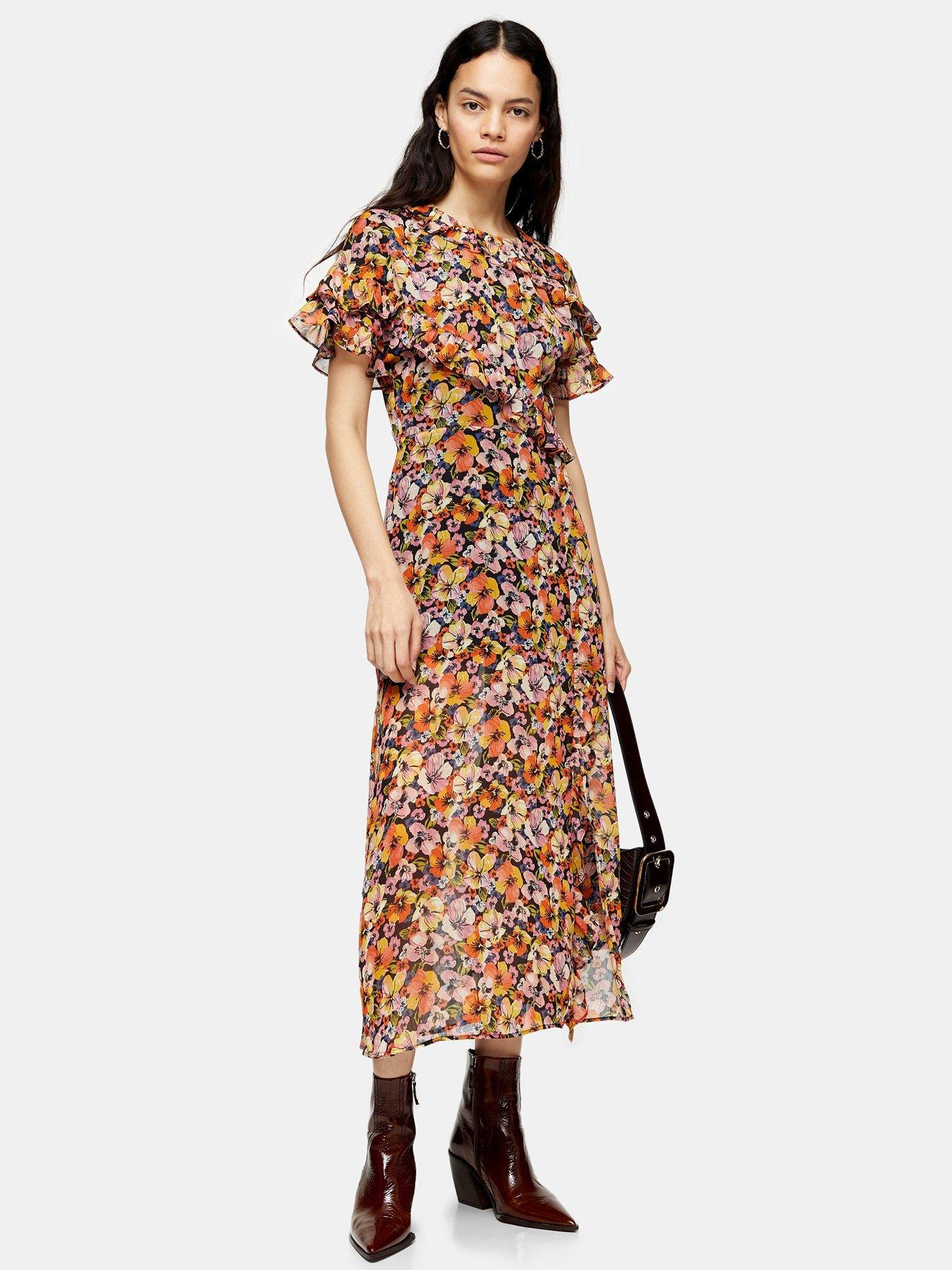 topshop floral ruffle dress