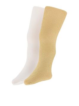Monsoon   Baby 2 Pack Sparkly Nylon Tights - Gold