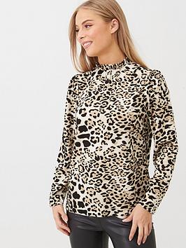 V by Very V By Very High Neck Printed Blouse - Animal Picture