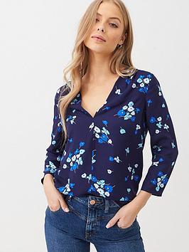 V by Very V By Very Button Front Blouse - Blue Floral Picture