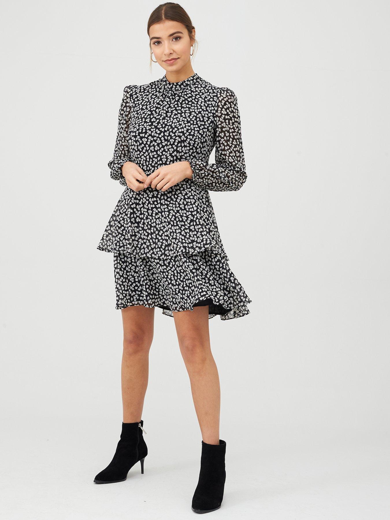 warehouse little leaf smock mini dress