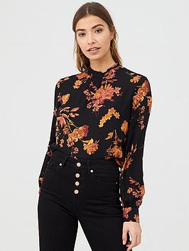 Warehouse Warehouse Wall Flower High Neck Top - Orange Picture