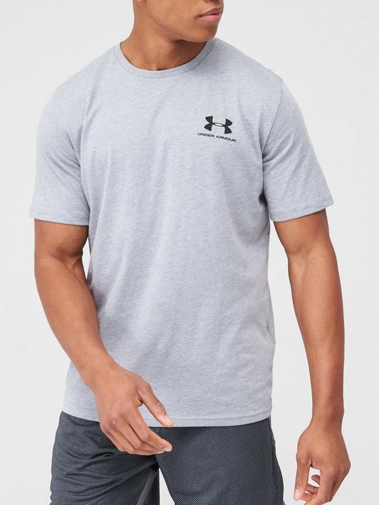 front image of under-armour-trainingnbspsportstyle-left-chest-t-shirt-steel