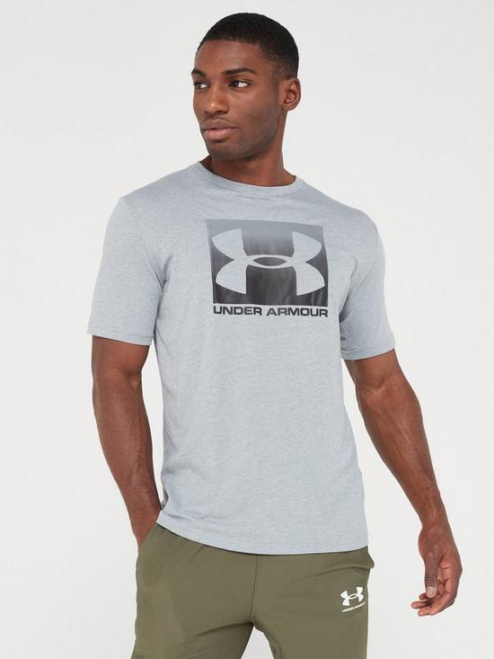 front image of under-armour-trainingnbspsportstyle-boxed-logo-t-shirt-steel