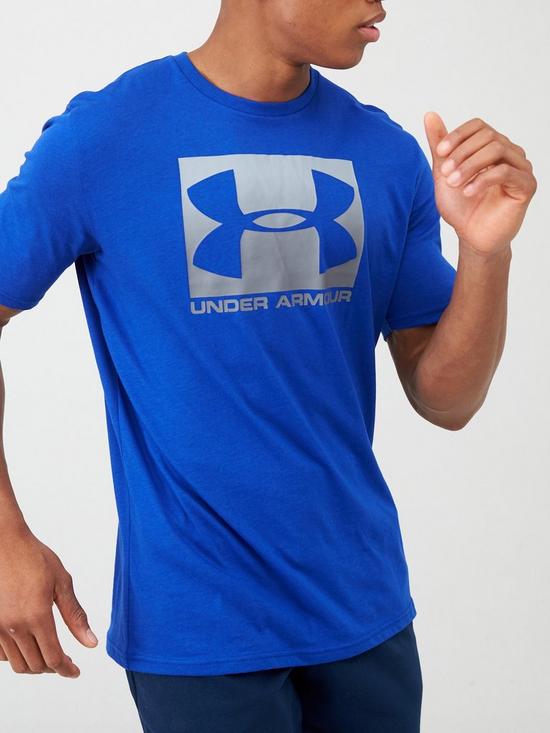 front image of under-armour-trainingnbspsportstyle-boxed-logo-t-shirt-blue