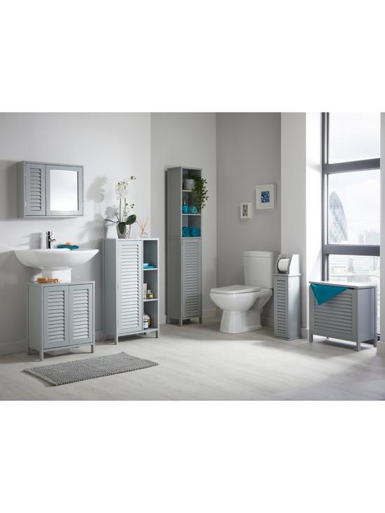 stillFront image of lloyd-pascal-atlanta-mirrored-bathroom-wall-cabinet-with-push-opening-doors-grey