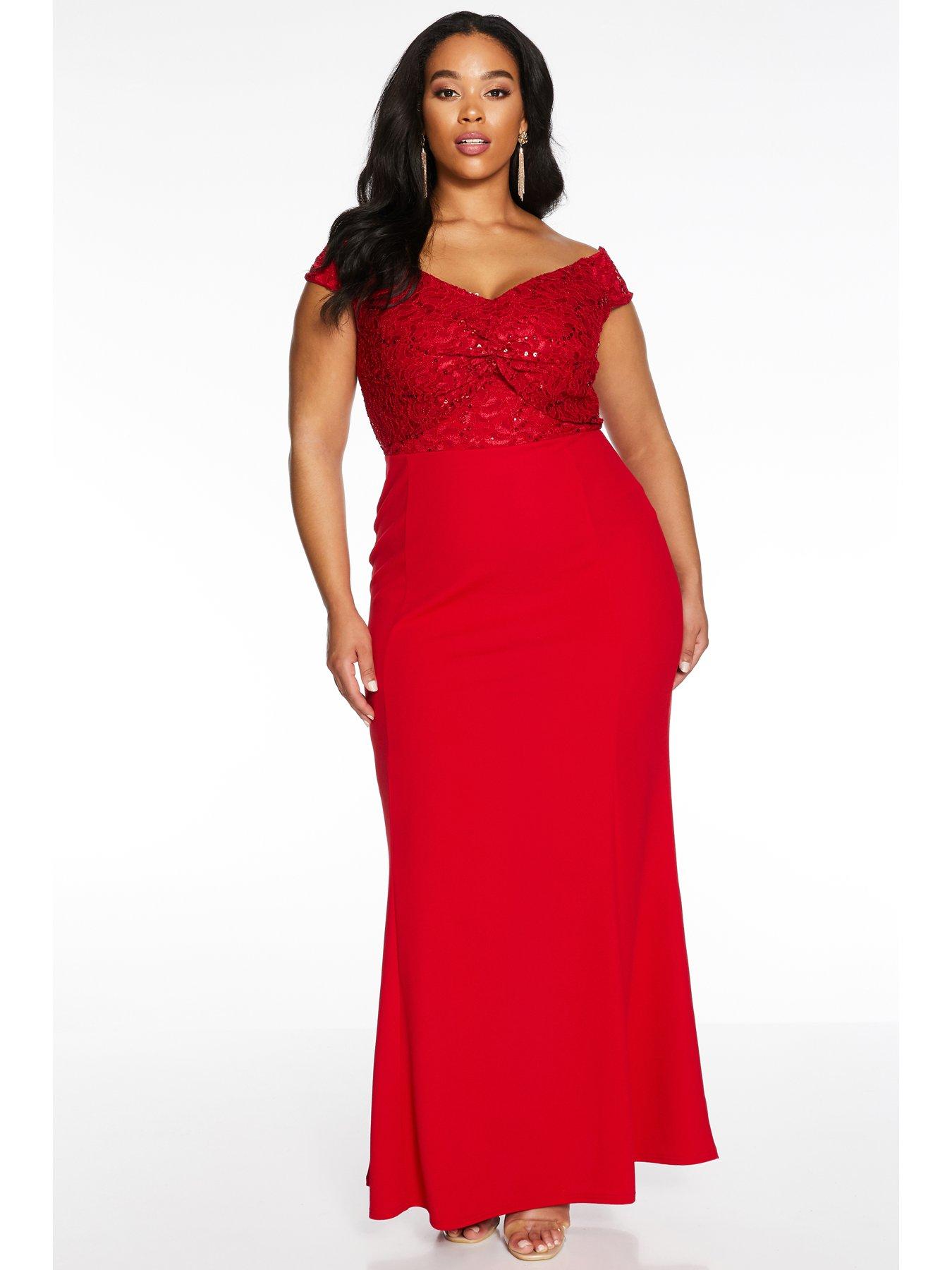 quiz curve red dress