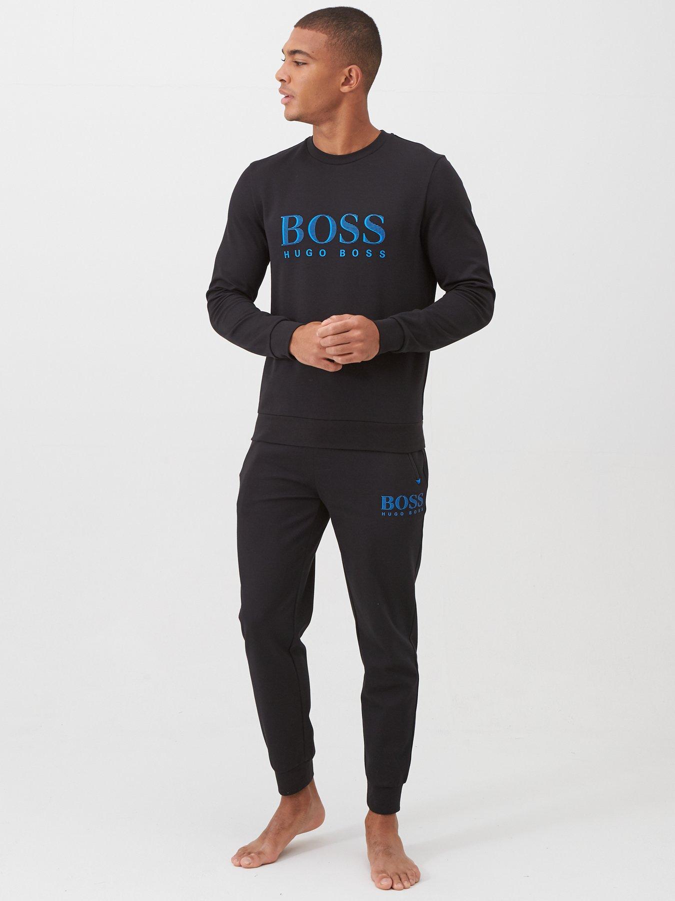 boss bodywear crew tracksuit black
