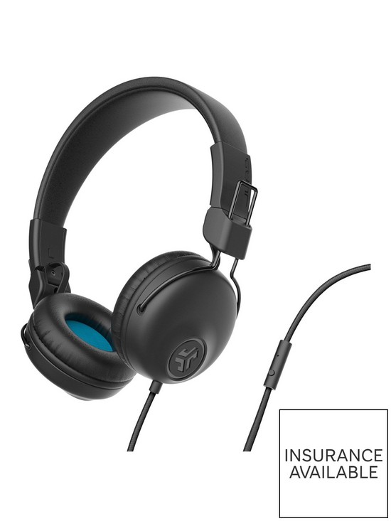 front image of jlab-studio-wired-on-ear-headphones-black