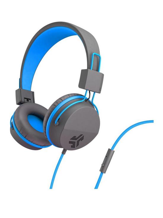 front image of jlab-jbuddiesnbspstudio-kids-wired-headphones-greyblue