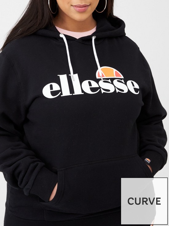 front image of ellesse-heritage-torices-overhead-hoodie-plus-black