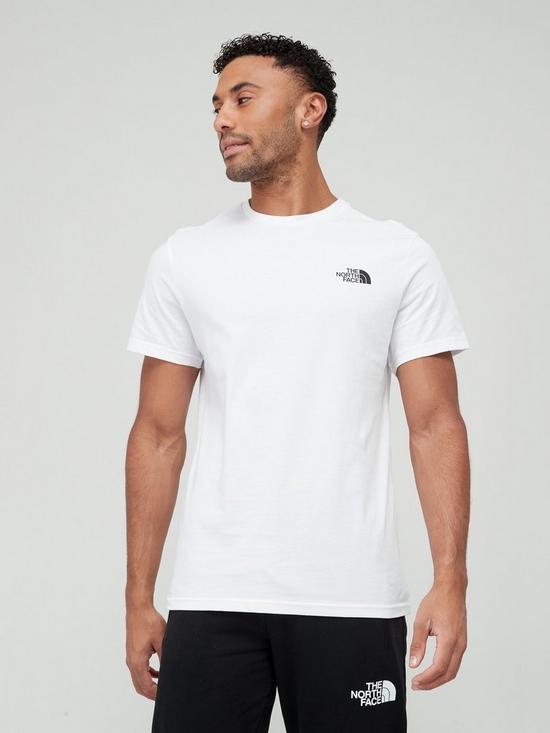 front image of the-north-face-mens-ss-simple-dome-tee-white