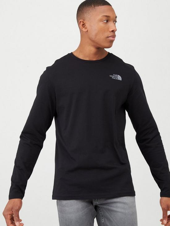 front image of the-north-face-long-sleeve-easy-t-shirt-black