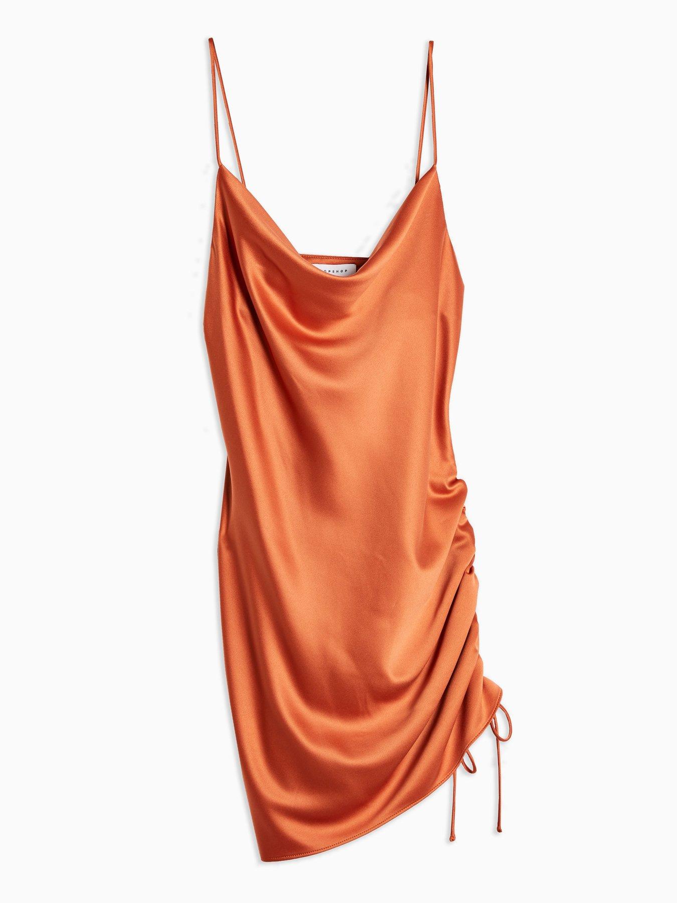 topshop orange silk dress