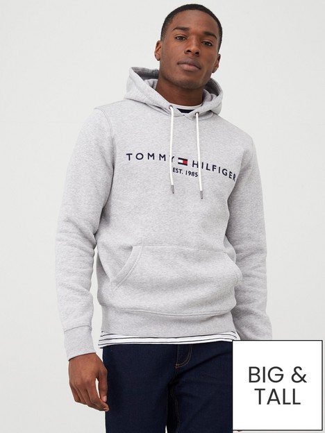tommy-hilfiger-core-logo-overhead-hoodie-light-grey