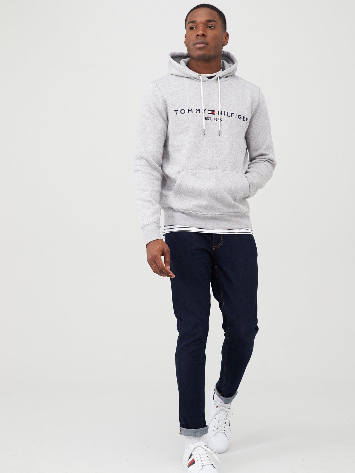 Tommy hilfiger hoodie mens on sale grey