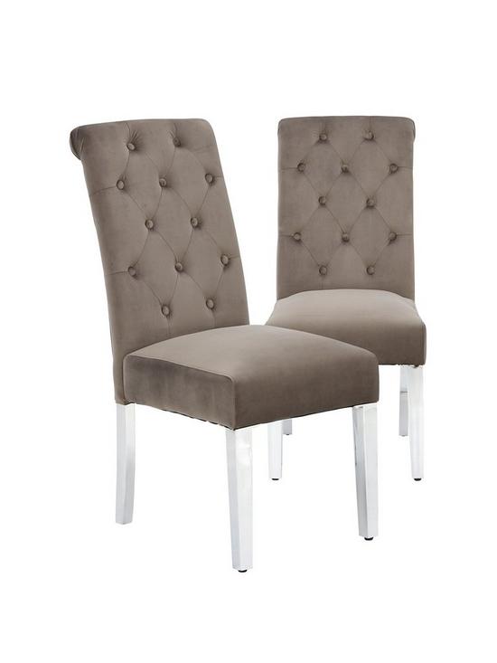 front image of pair-of-scroll-back-velvet-chairs-greychrome