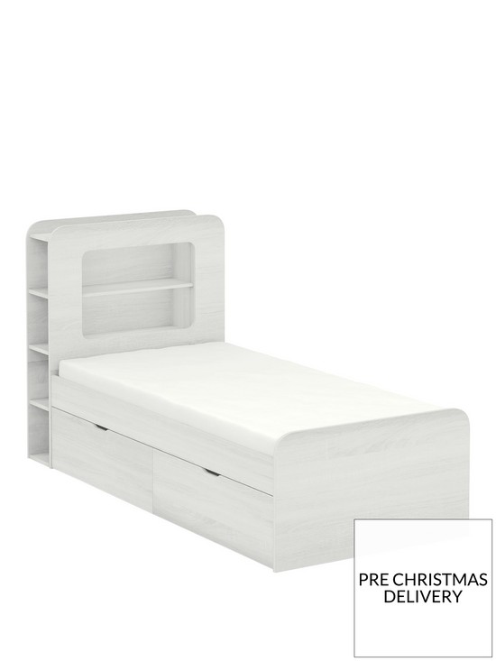 front image of aspen-kids-storage-bed-frame-white