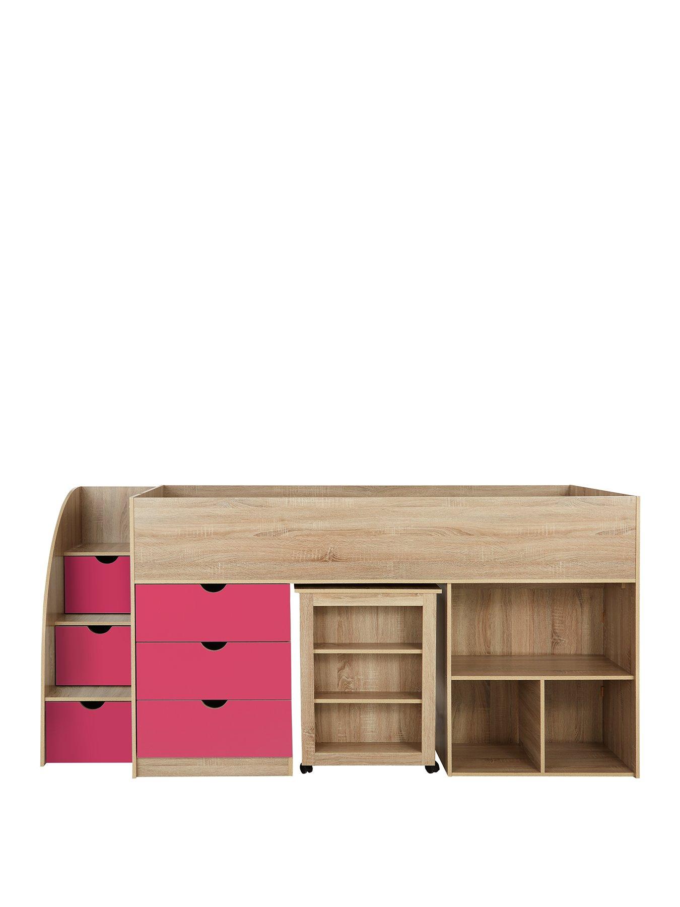 stillFront image of very-home-mico-mid-sleeper-bed-with-pull-out-desk-andnbspstorage-with-mattress-options-buy-amp-savenbsp-nbsppinkoak-effect