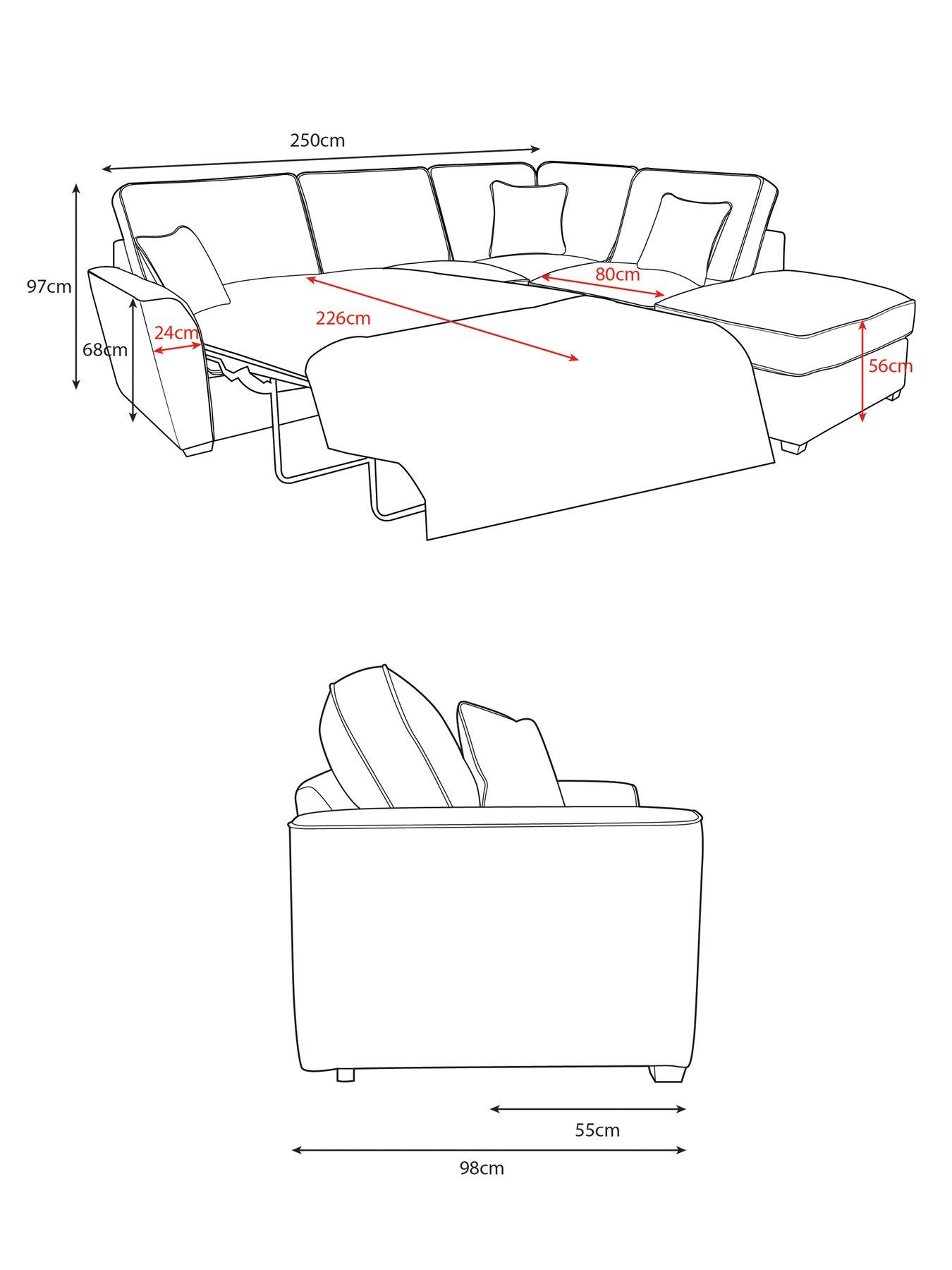 Image 5 of 5 of Very Home Kingston Fabric&nbsp;Right Hand&nbsp;Corner Chaise Sofa bed&nbsp;with Footstool&nbsp;- Made to Order in the UK