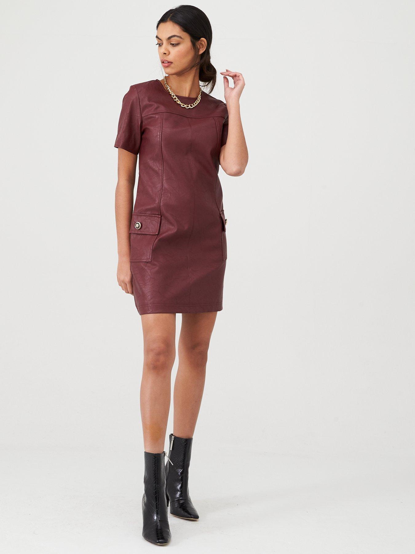 faux leather swing dress