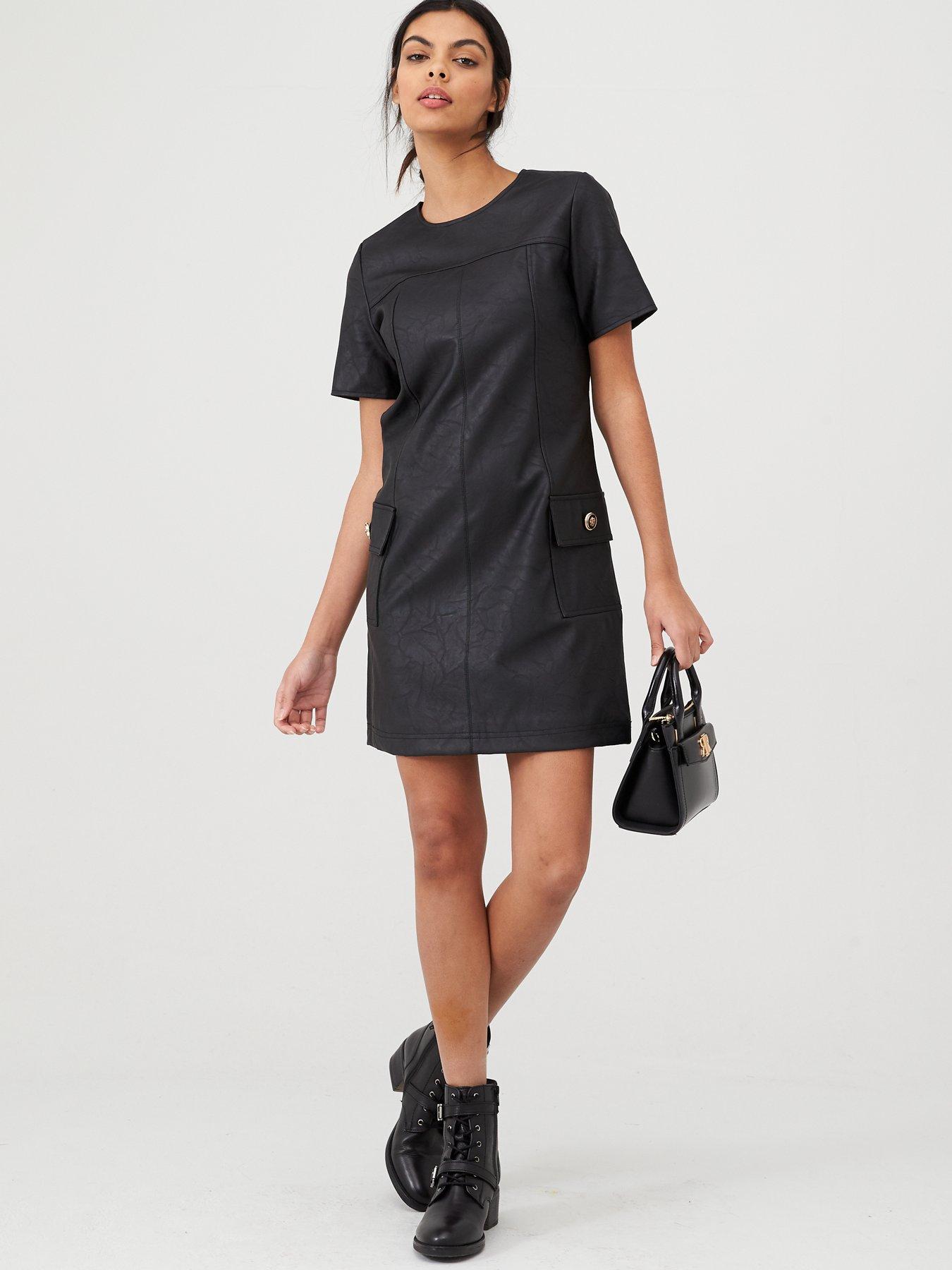 faux leather swing dress