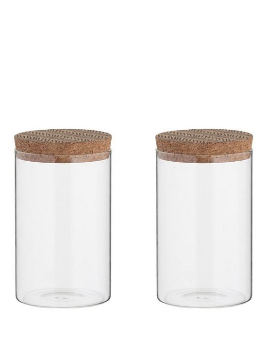 front image of typhoon-monochrome-set-of-two-095-litre-storage-jars-with-cork-lids