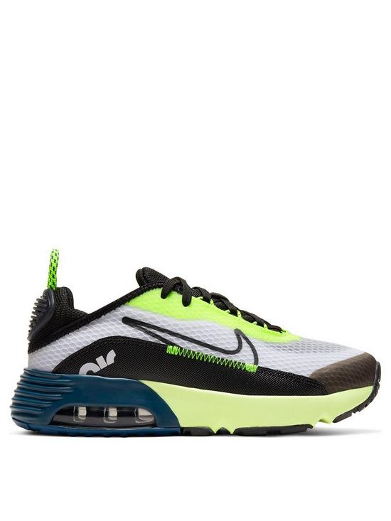 front image of nike-air-max-2090-childrens-trainer-whiteblackblue